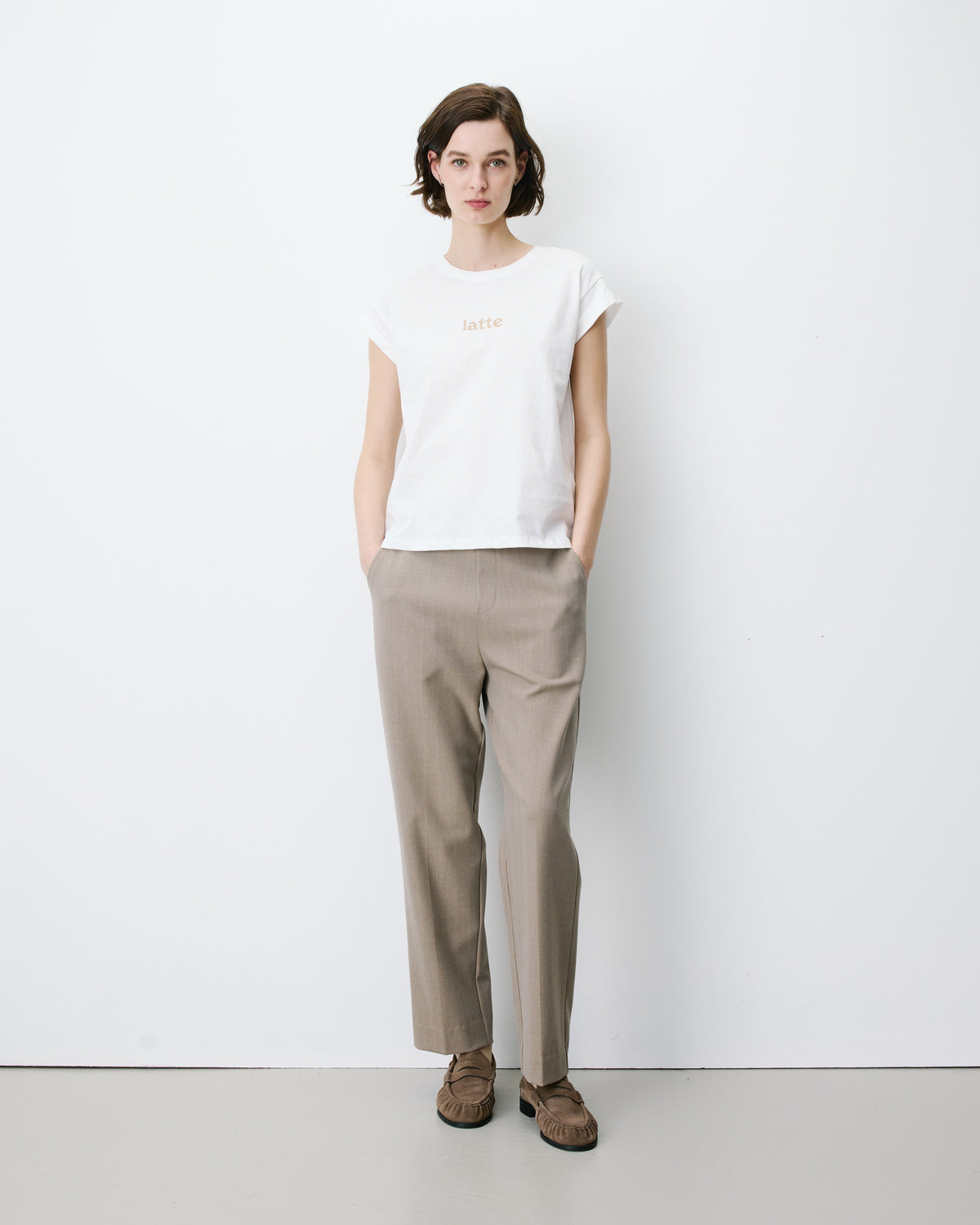 Cotton short-sleeve slogan T-shirt ivoire Atlas