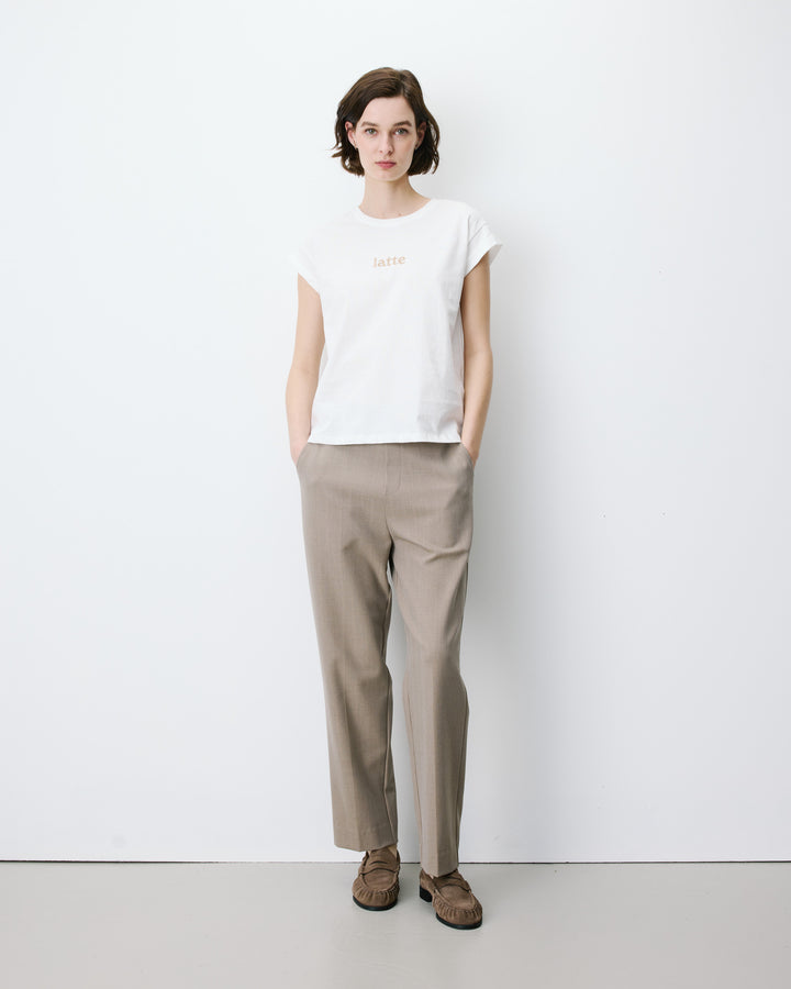 Cotton short-sleeve slogan T-shirt ivoire Atlas