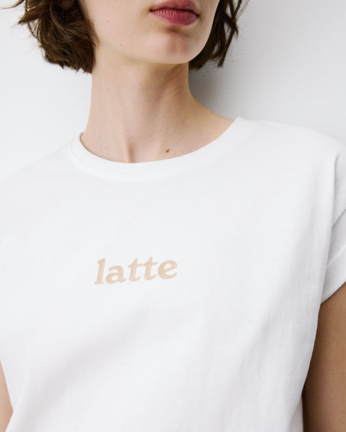 Cotton short-sleeve slogan T-shirt ivoire Atlas