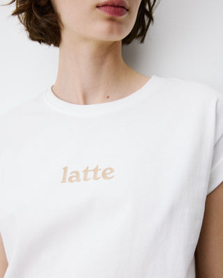 T-shirt en coton manches courtes à inscription ivoire Atlas