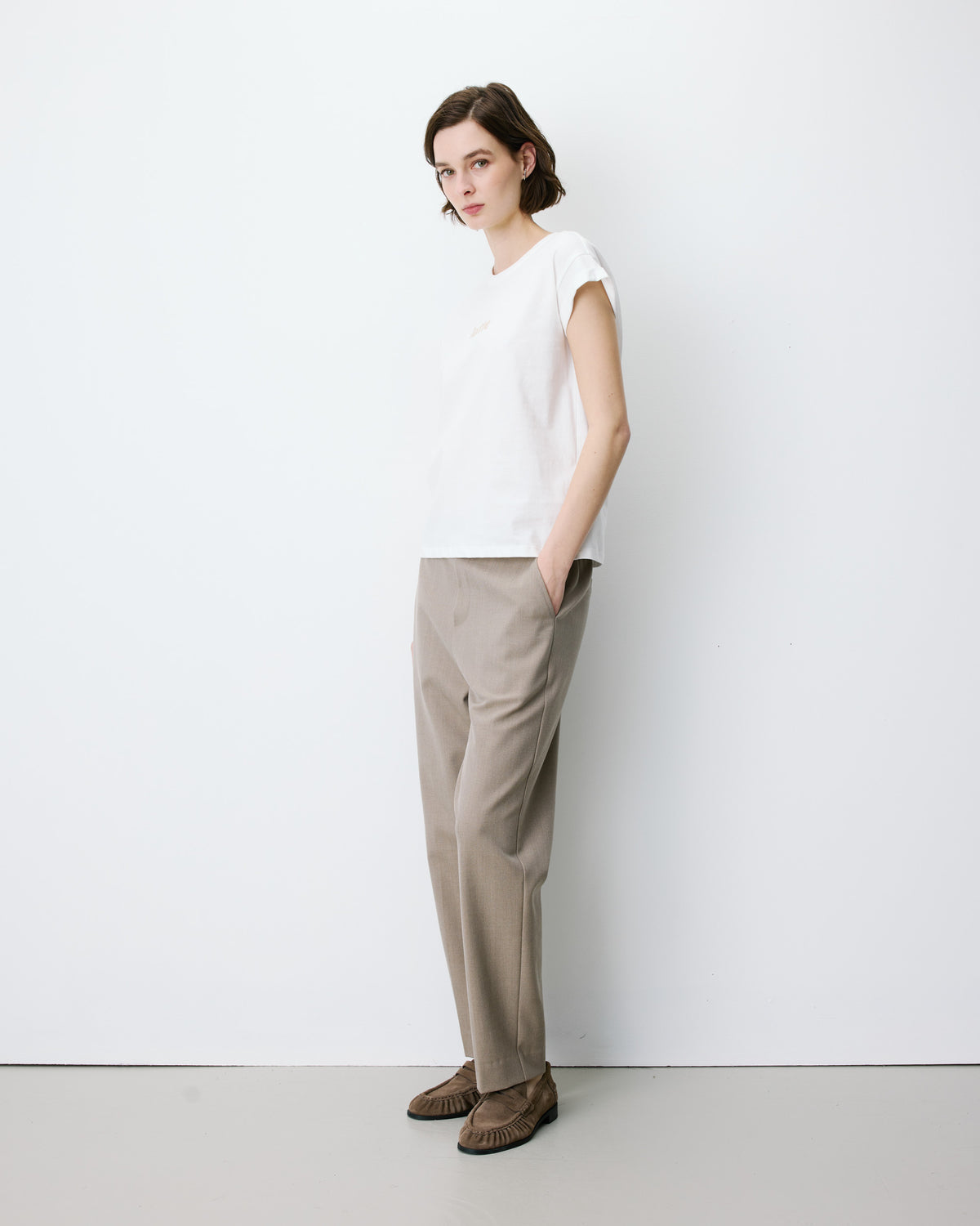 Cotton short-sleeve slogan T-shirt ivoire Atlas