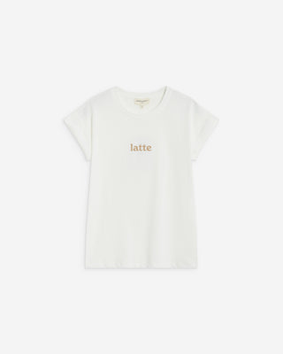 T-shirt en coton manches courtes à inscription ivoire Atlas