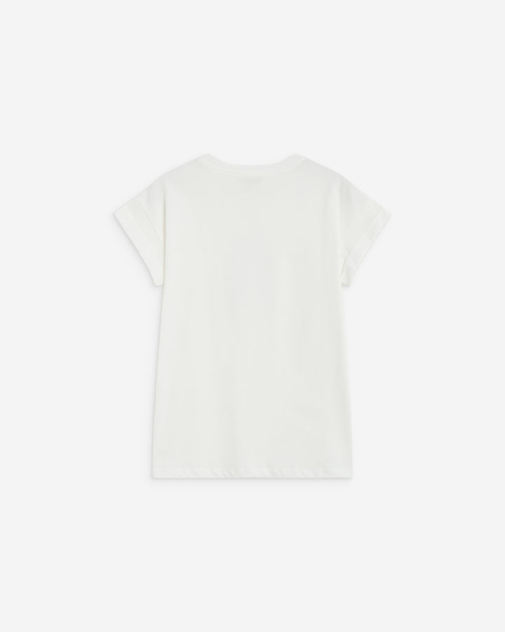 Cotton short-sleeve slogan T-shirt ivoire Atlas