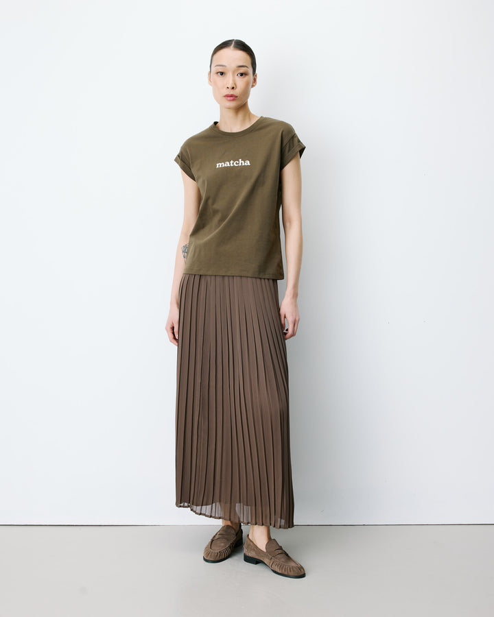 Cotton short-sleeve slogan T-shirt kaki Atlas