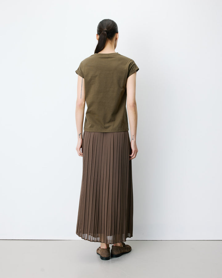Cotton short-sleeve slogan T-shirt kaki Atlas