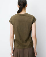 Cotton short-sleeve slogan T-shirt kaki Atlas