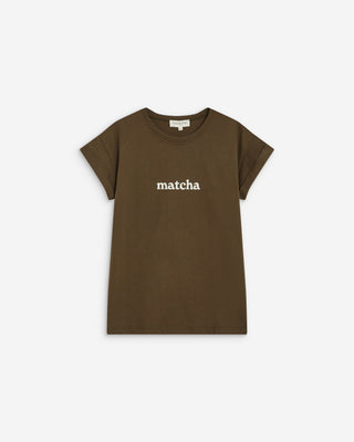 T-shirt en coton manches courtes à inscription kaki Atlas