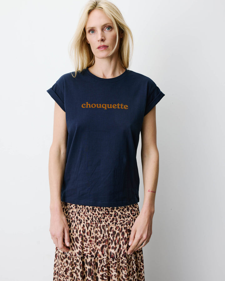 T-shirt en coton manches courtes à inscription marine Atlas