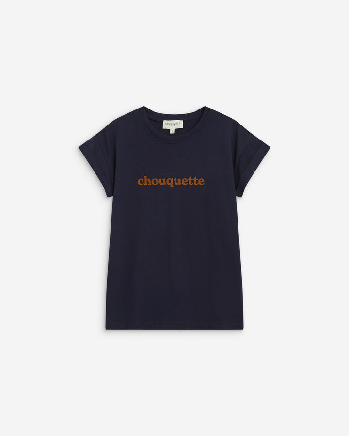 T-shirt en coton manches courtes à inscription marine Atlas
