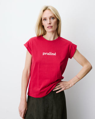 T-shirt en coton manches courtes à inscription rouge Atlas