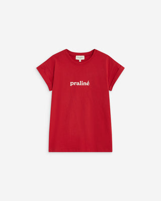 T-shirt en coton manches courtes à inscription rouge Atlas