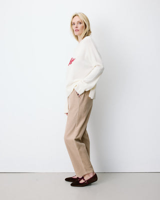 Jersey cuello redondo con texto bordado ivoire Aubin