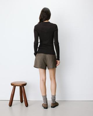 Pull ajusté col polo en maille côtelée chocolat Angelo