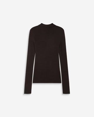 Pull ajusté col polo en maille côtelée chocolat Angelo