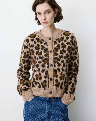 Cardigan manches longues col rond à motif leo Agnes