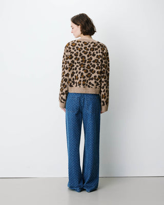 Cardigan manches longues col rond à motif leo Agnes