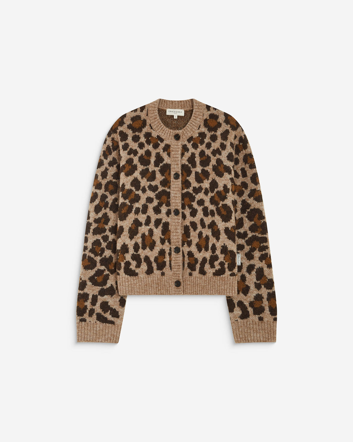 Cardigan manches longues col rond à motif leo Agnes