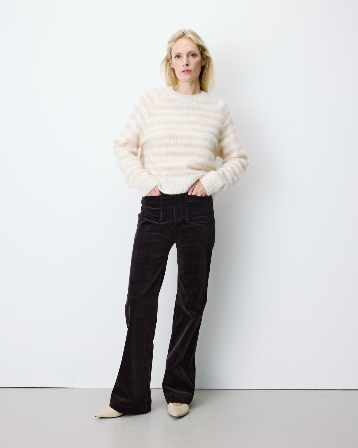Alpaca wool-blend striped sweater beige Aimond
