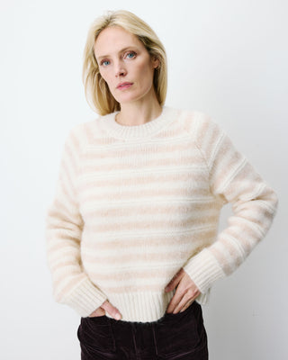 Pull à rayures en alpaga et laine mélangée beige Aimond