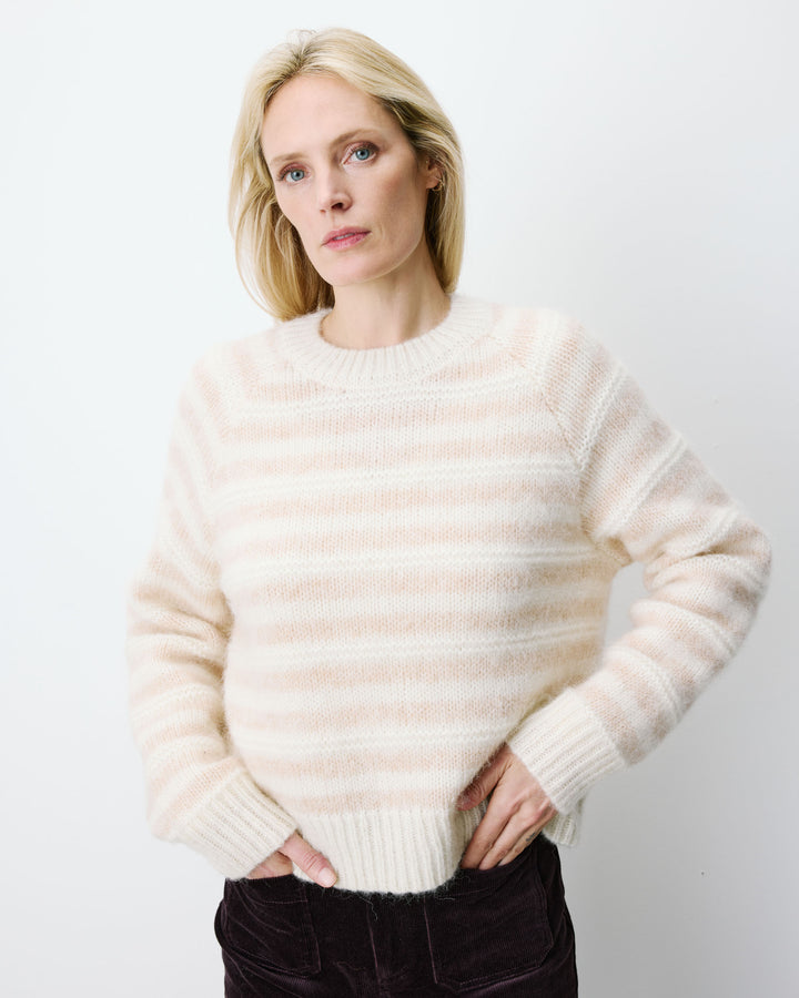 Alpaca wool-blend striped sweater beige Aimond
