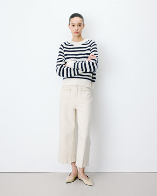 Pull à rayures en alpaga et laine mélangée marine Aimond