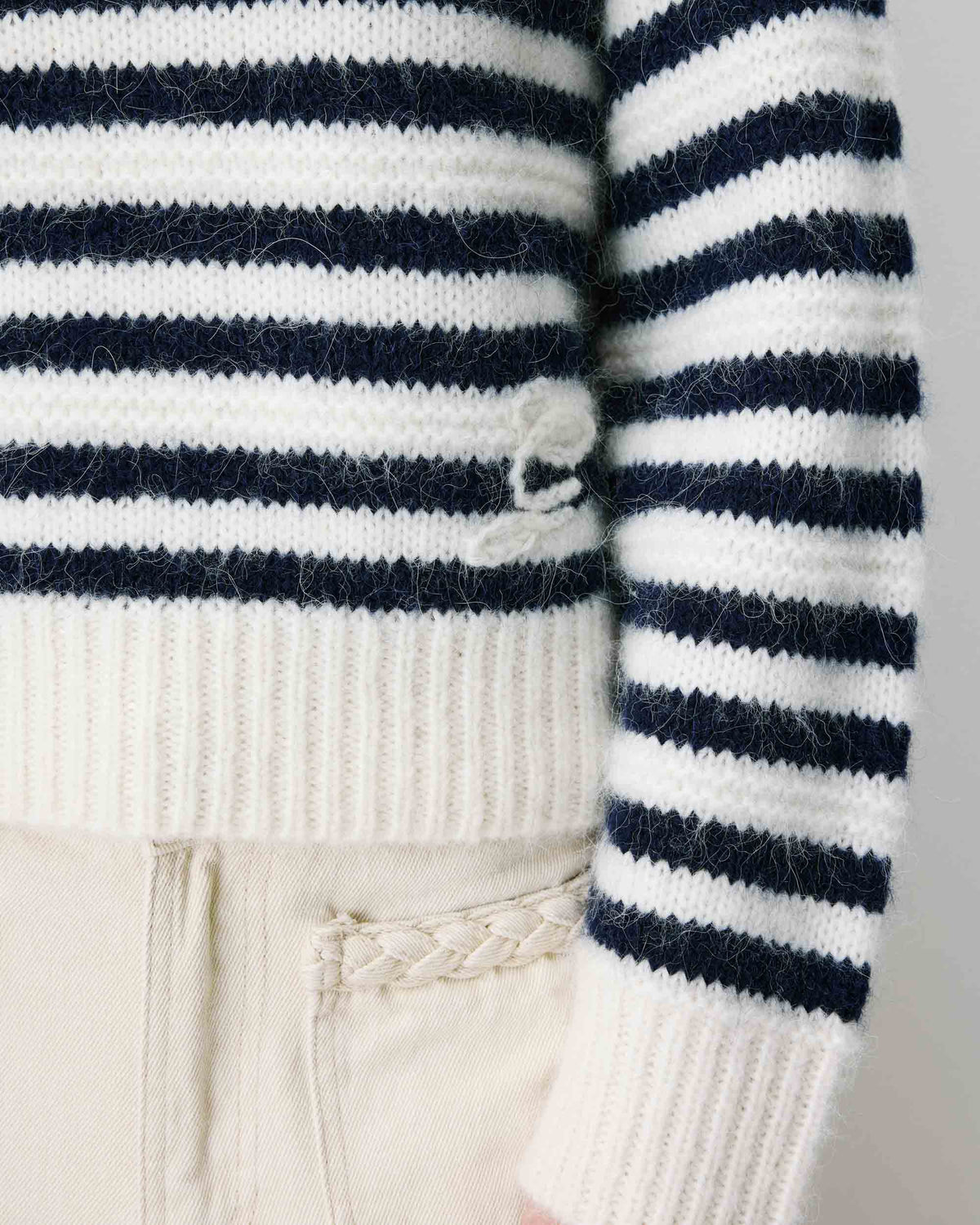 Pull à rayures en alpaga et laine mélangée marine Aimond