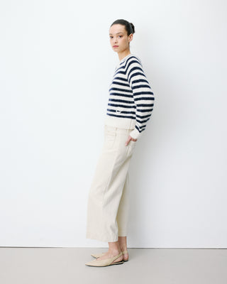 Pull à rayures en alpaga et laine mélangée marine Aimond