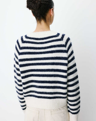 Pull à rayures en alpaga et laine mélangée marine Aimond