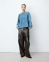 Blouse en denim évasée manches longues lightblue Anaelle