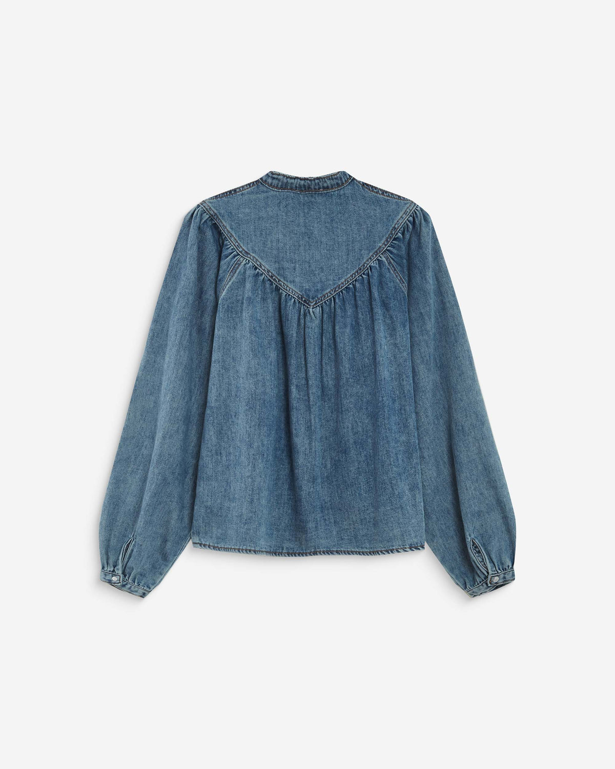 Blouse en denim évasée manches longues lightblue Anaelle