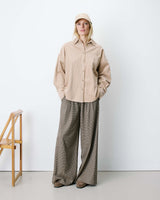 Chemise oversize en velours côtelé beige Ange