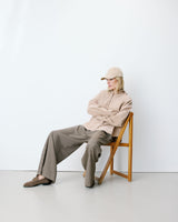 Chemise oversize en velours côtelé beige Ange