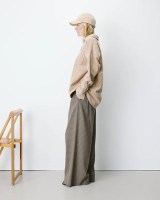 Chemise oversize en velours côtelé beige Ange