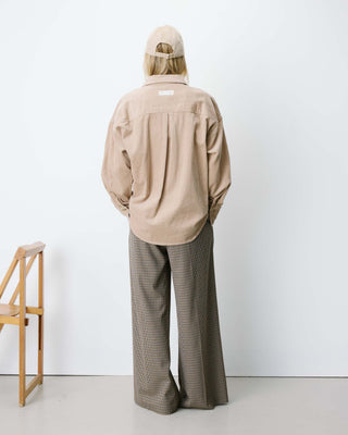Chemise oversize en velours côtelé beige Ange
