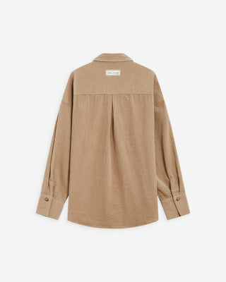Chemise oversize en velours côtelé beige Ange