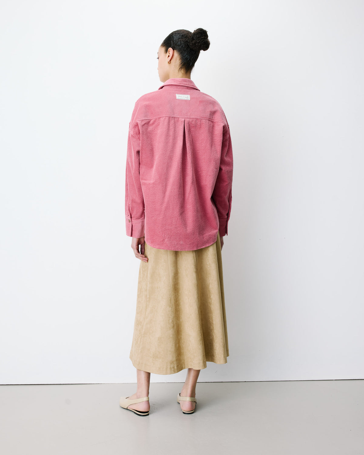 Chemise oversize en velours côtelé blush Ange