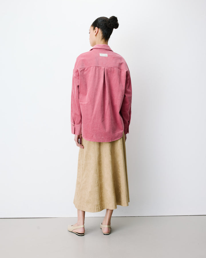 Chemise oversize en velours côtelé blush Ange