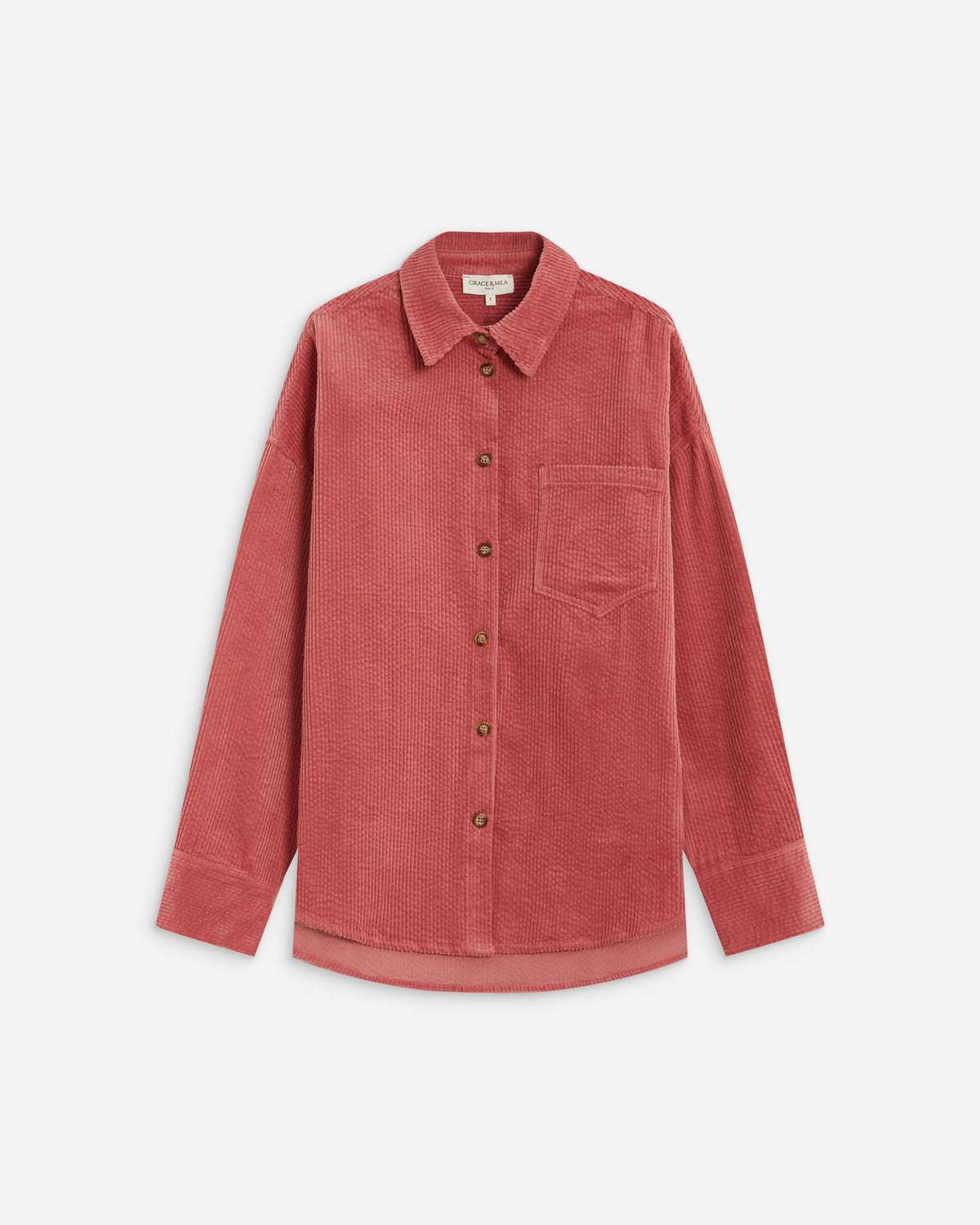 Chemise oversize en velours côtelé blush Ange