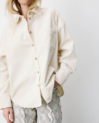 Chemise oversize en velours côtelé ecru Ange