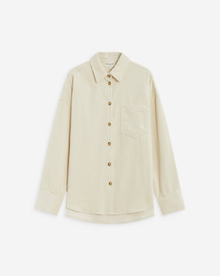 Chemise oversize en velours côtelé ecru Ange