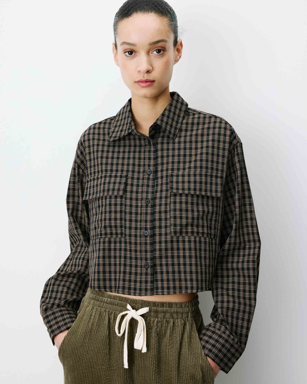 Boxy cropped shirt noir Azelle