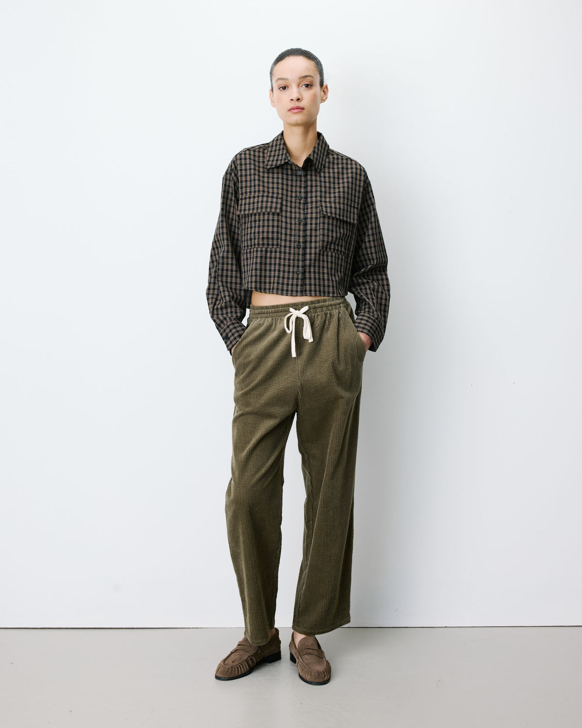 Boxy cropped shirt noir Azelle