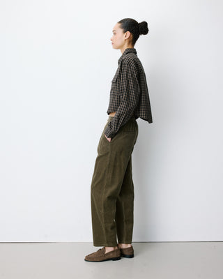 Chemise courte oversize en coton à carreaux noir Azelle
