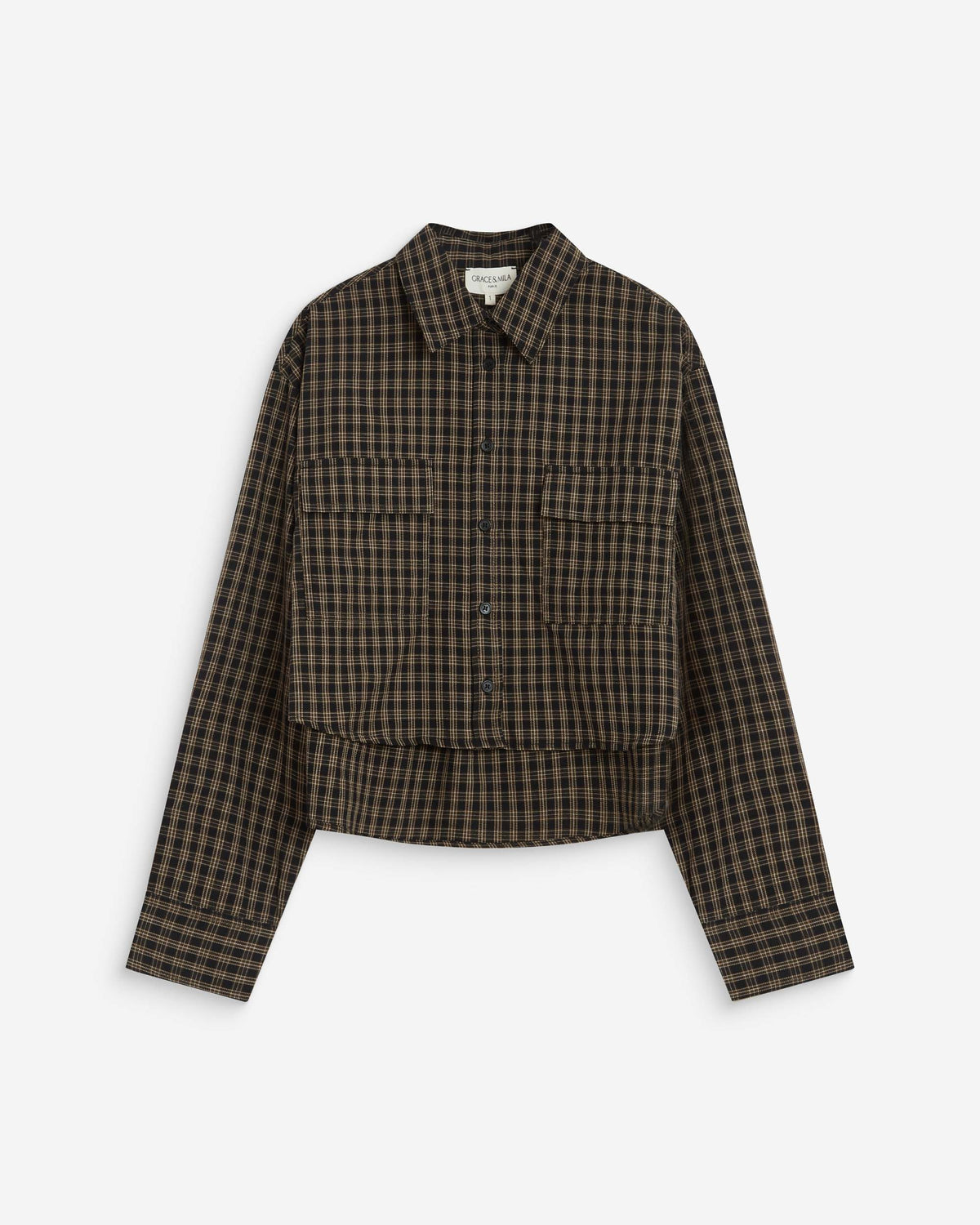 Boxy cropped shirt noir Azelle