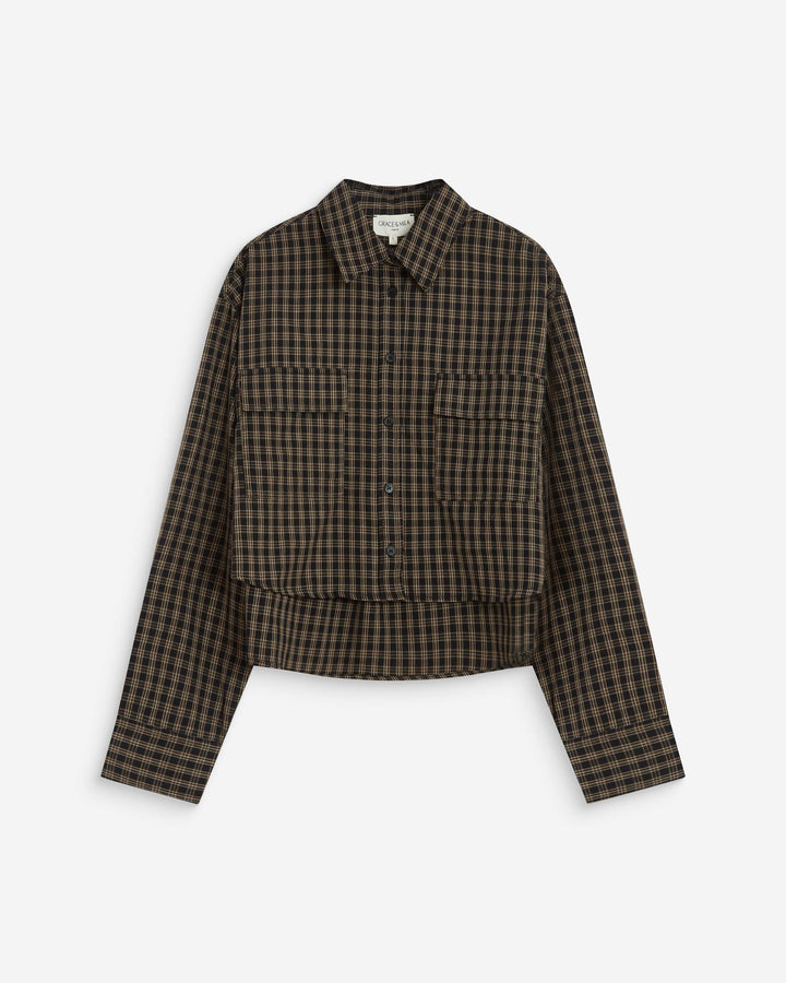 Boxy cropped shirt noir Azelle