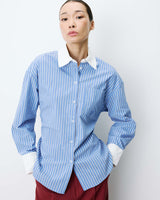 Chemise rayée oversize lien à nouer au dos bleuet Aubrey