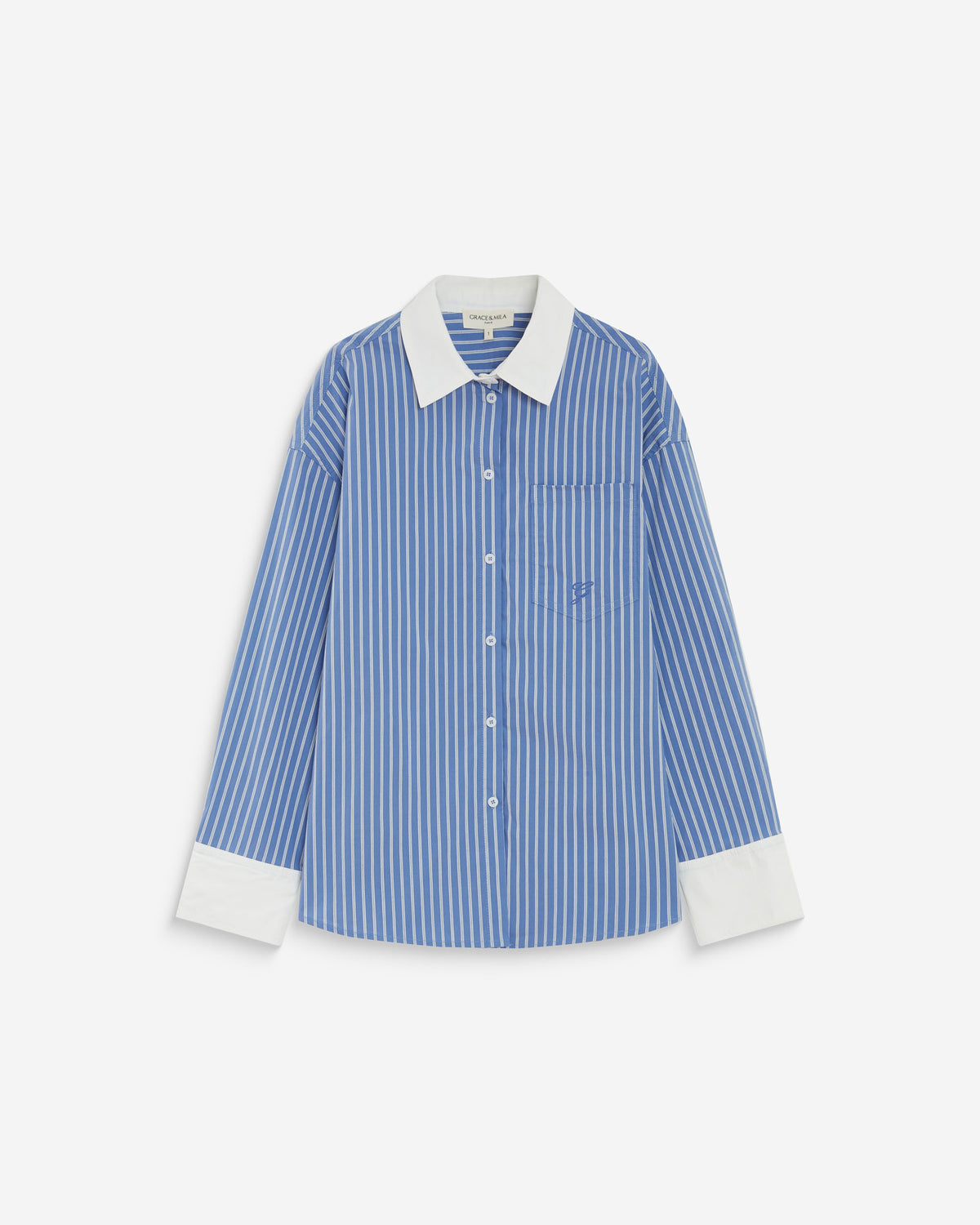 Chemise rayée oversize lien à nouer au dos bleuet Aubrey