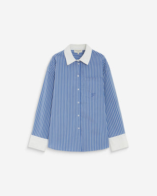 Chemise rayée oversize lien à nouer au dos bleuet Aubrey