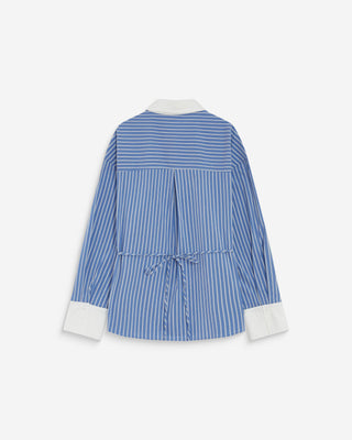Chemise rayée oversize lien à nouer au dos bleuet Aubrey