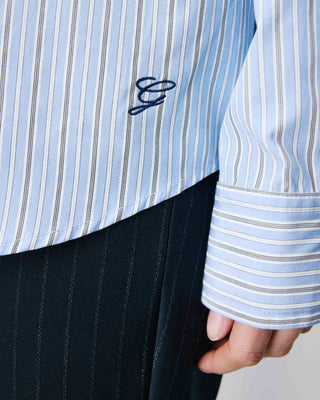 Chemise rayée oversize à cravate amovible ciel Athena